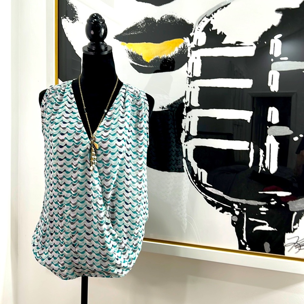 Cabi Birdie Sheer Sleeve-Less Top, Size S